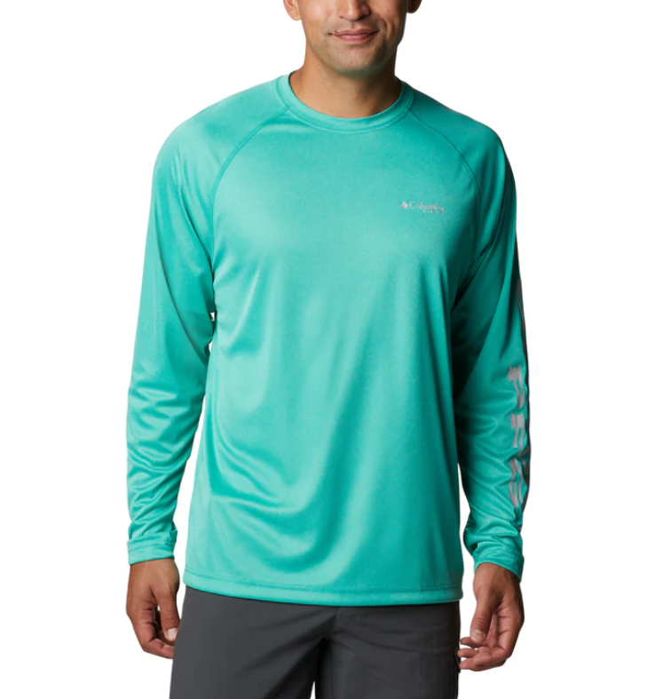 Chemise Columbia PFG Omni-Shade Homme – Bleue, Manches Longues – Taille S – Pêche