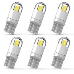 WEIMELTOY 194 LED Car Bulb, 1.5W, White, 360 Degree Lighting, 100 Lm/Bulb, 12V DC, 3030 Chipset, Direct Replacement for T10 Wedge Type - Tamaño 6pcs 194