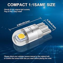 WEIMELTOY 194 LED Car Bulb, 1.5W, White, 360 Degree Lighting, 100 Lm/Bulb, 12V DC, 3030 Chipset, Direct Replacement for T10 Wedge Type - Tamaño 6pcs 194