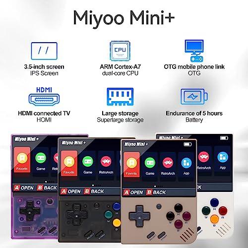 Miyoo Mini Plus Handheld Game Console with Storage Case, 3.5 Inch IPS  640x480 Screen Retro Video Game Console with 64G TF Card & 10000 Classic  Games