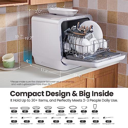 Comfee' Portable Dishwasher Countertop with 5L Built-In Water Tank, No Hookup Needed, 6 Programs, 360° Dual Spray, 192°F High-Temp& Air-Dry Function