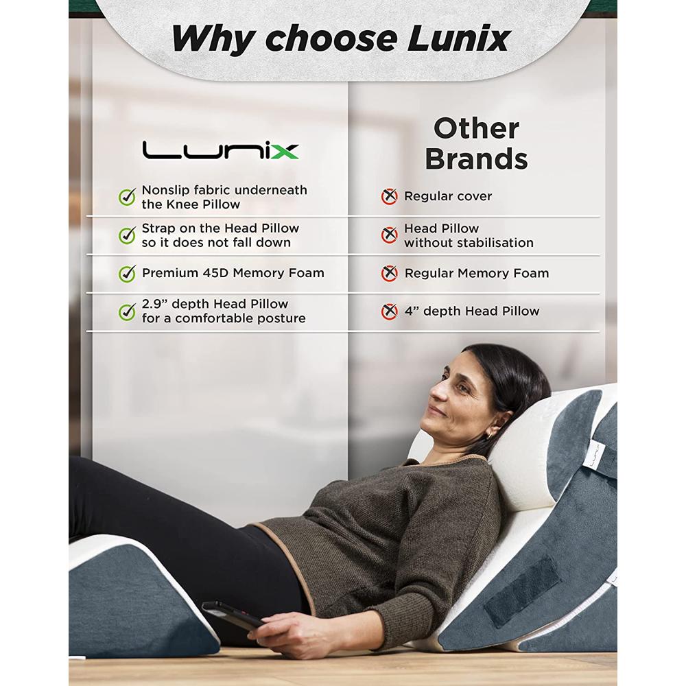 Lunix 1 almohada ortopédica de cuña de rodilla, espuma viscoelástica  poscirugía para aliviar el dolor de espalda, piernas y rodilla, almohada  sentada