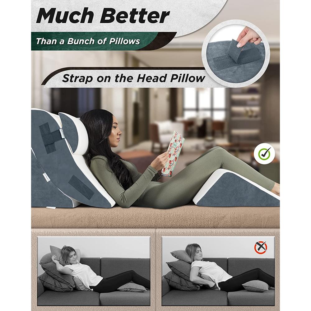 Lunix 1 almohada ortopédica de cuña de rodilla, espuma viscoelástica  poscirugía para aliviar el dolor de espalda, piernas y rodilla, almohada  sentada