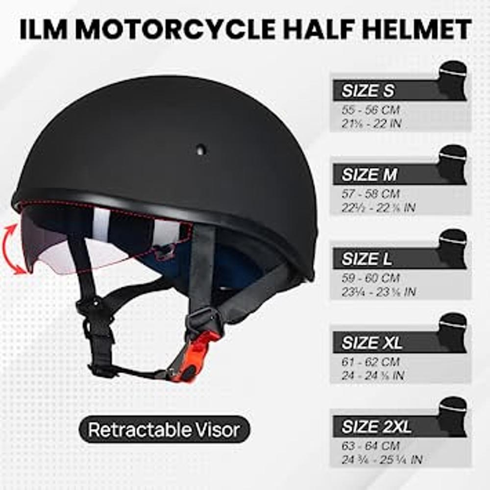  Medio casco de motocicleta para adultos 3/4 con protector  solar, gorra de béisbol estilo alemán, casco de cuero jet aprobado por DOT  aprobado por DOT, cascos de seguridad para motocicleta para
