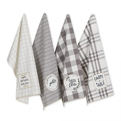 DII Home Sweet Farmhouse Kitchen Textiles, 18x28, Assorted, 4