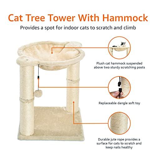 Amazon Basics Cat Tower con hamaca y postes rascadores para gatos de