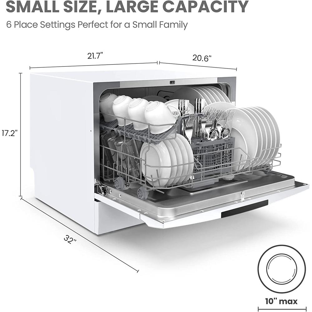 PIAOCAIYIN Mini lavavajillas de encimera, lavavajillas portátil de 1200 W,  5 lavados Progra, rotación profunda de 360°, lavavajillas de mesa de