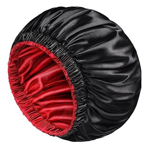 AmazerBath Satin Silk Bonnet Double Layer Reversible Sleeping Cap 2 Pack