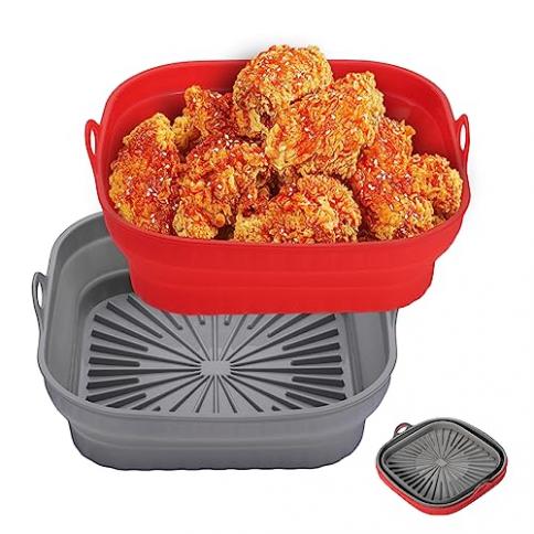 2-Pack Square Silicone Air Fryer Liners 8 Inch For 4 To 7 QT
