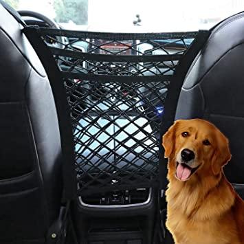 Red de barrera de coche para perros SUV + ganchos de metal gratis, red de  barrera de seguridad de viaje para mascotas de doble capa, fácil de  instalar