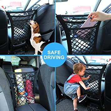  AUTOWN Red para perros para automóvil, barrera para perros de  automóvil para vehículos SUV, asiento delantero de barrera para automóvil,  organizador de malla elástico y fácil de instalar, barrera de red