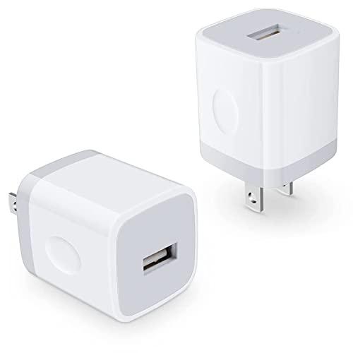 Cargador de pared USB, adaptador de corriente, VectorTech (paquete de 2)  5V/1Amp cargador rápido de un solo puerto cubo para iPhone X 7/6S/6S Plus/6