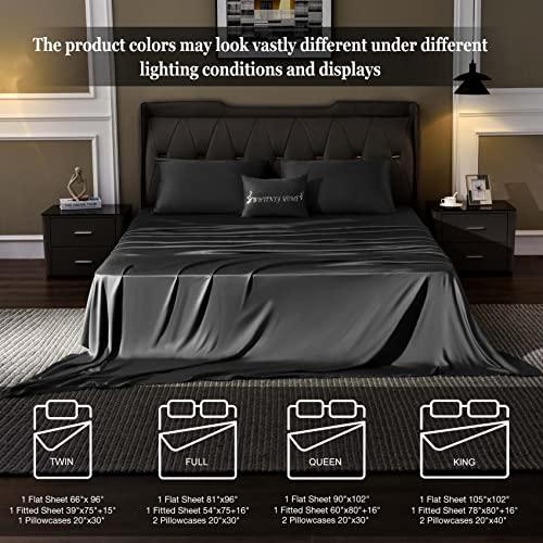 Black Full Size Sheet Sets 4 Piece Hotel Luxury Collection Cooling