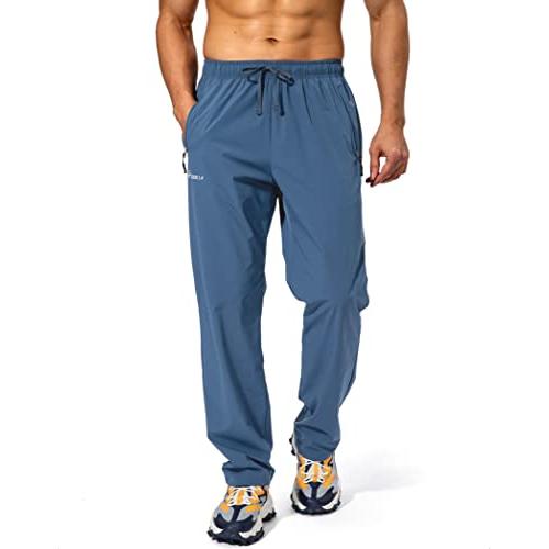 Pudolla Mens Workout Athletic Pants Elastic Waist Jogging Running Pants ...