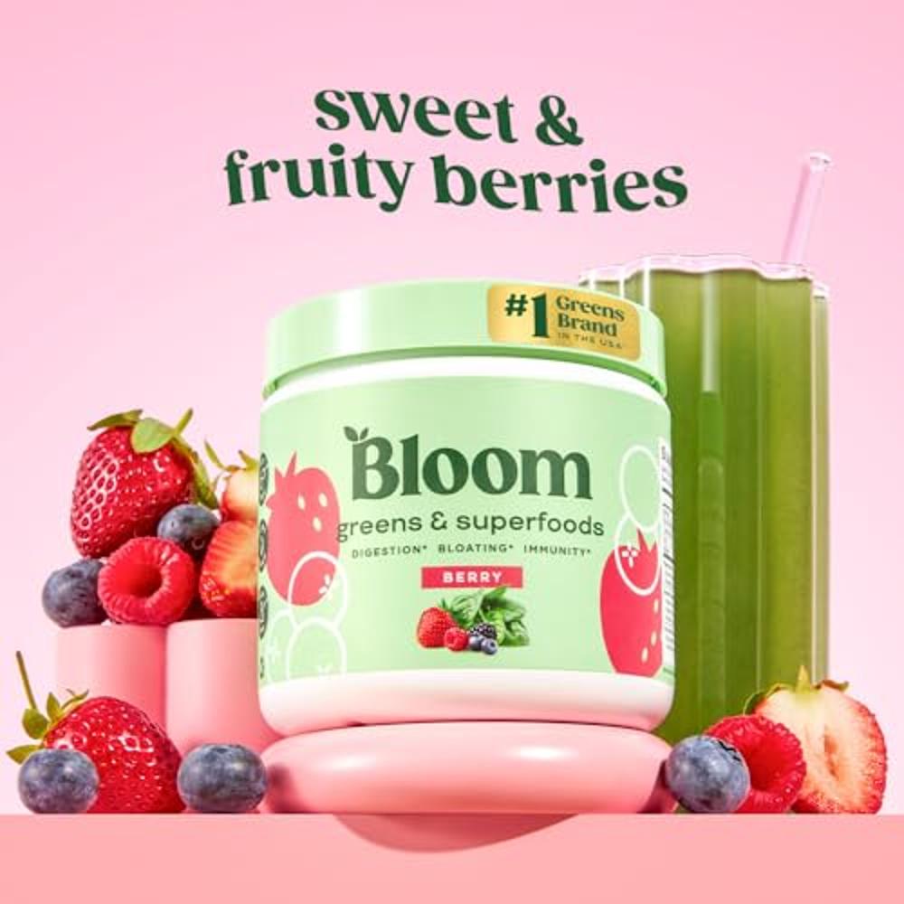 Bloom Nutrition Greens & Superfoods Powder, Berry (48 Servings