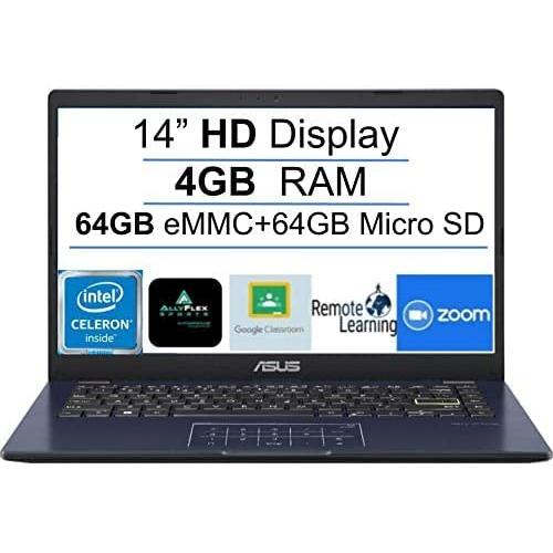 ASUS - Computador portátil de 14 pulgadas delgado y ligero, procesador  Intel Celeron N4020, RAM DDR4 de 4GB, 64GB de memoria, batería de 12 horas