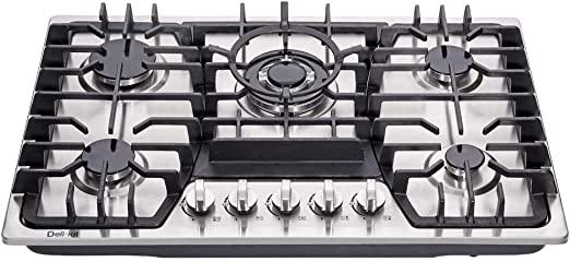 Delikit 30 inch Gas Cooktops Dual Fuel Sealed 5 Burners Gas Cooktop