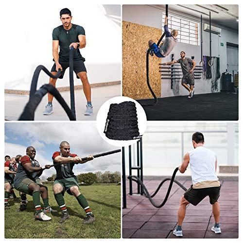  XXJF Cuerda negra de batalla, entrenamiento de fuerza, para  entrenamiento de fuerza, cuerda de ejercicio cardiovascular, flexible,  fuerte, resistente, mejor entrenamiento de gimnasio para el hogar :  Deportes y Actividades al