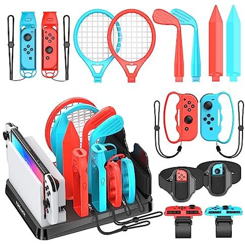 Paquete de accesorios deportivos para Switch con estación organizadora  compatible con Nintendo Switch/consola OLED y