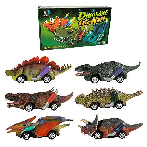  DINOBROS Coches de juguete de dinosaurio, paquete de 6