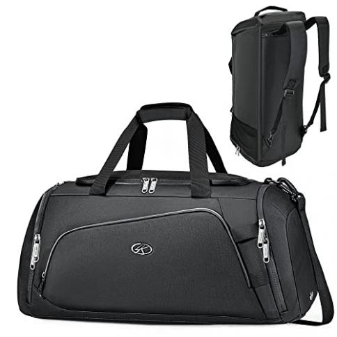 Large Gym Duffle Bags for Men with Shoe Compartment - Black
