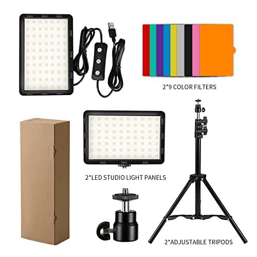 Kit de iluminación de video fotográfico, luces LED de transmisión de  estudio con 70 cuentas y filtro de color para cámara, foto, escritorio