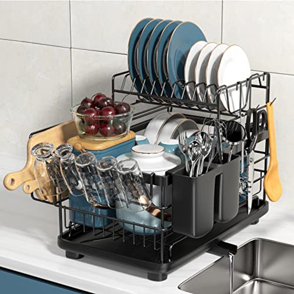 Dish Rack With Drainboard, Dish Drainers For Kitchen Counter, Drying Rack  With Utensil Holder, 360 Swivel Spout, Design For Long-lasting And Space  Sav