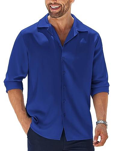 Royal blue short on sale sleeve button down shirt