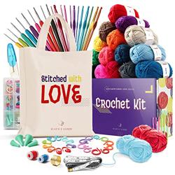 Crochet Kit for Beginners Adults and Kids, Knitting  Crochet Supplies Includes 1500 Yards Assorted Yarn, 21 Ergonomic Hooks, Plus Many Accessories – Beginner Crochet Kits Ideal for Amigurumi - Tamaño Large (73 Pieces)