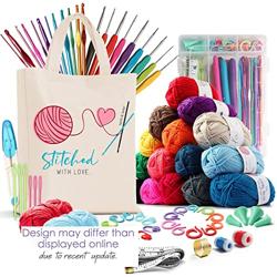 Crochet Kit for Beginners Adults and Kids, Knitting  Crochet Supplies Includes 1500 Yards Assorted Yarn, 21 Ergonomic Hooks, Plus Many Accessories – Beginner Crochet Kits Ideal for Amigurumi - Tamaño Large (73 Pieces)