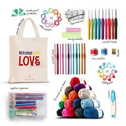 Crochet Kit for Beginners Adults and Kids, Knitting  Crochet Supplies Includes 1500 Yards Assorted Yarn, 21 Ergonomic Hooks, Plus Many Accessories – Beginner Crochet Kits Ideal for Amigurumi - Tamaño Large (73 Pieces)
