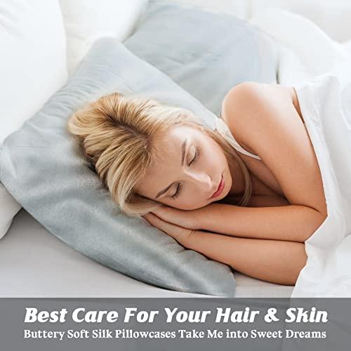 EXQ Home - Funda de almohada de satén y seda para el cabello y la piel,  funda de almohada suave de tamaño Queen, juego de 2 fundas de almohada de