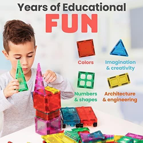  Playmags Juego de 48 piezas, con imanes más fuertes, juguetes  STEM para niños, azulejos magnéticos y bloques de construcción, resistente,  súper duradero con azulejos de colores claros vívidos. : Juguetes y