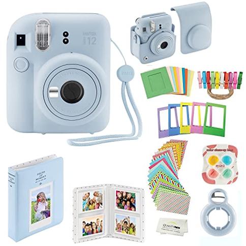 Cámara Instantánea Fujifilm Instax Mini 12 con Estuche, Pegatinas  Decorativas, Marcos, Álbum de Fotos y Más Kit de Accesorios (Azul Pastel)…  - Color Azul Pastel : Precio Guatemala