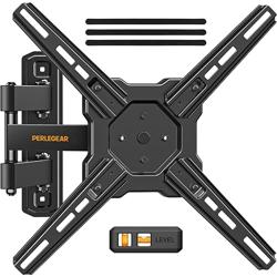Perlegear Full Motion TV Wall Mount for Most 26–50 Inch TVs, Max VESA 300 x 300mm, TV Monitor Wall Mount Bracket with Rotation, Swivel, Tilt, Extension and Leveling Adjustment, Holds up to 55 lbs - Tamaño for 26-50 inch TVs