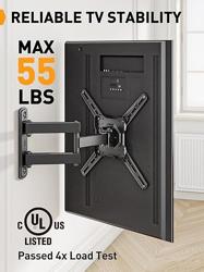 Perlegear Full Motion TV Wall Mount for Most 26–50 Inch TVs, Max VESA 300 x 300mm, TV Monitor Wall Mount Bracket with Rotation, Swivel, Tilt, Extension and Leveling Adjustment, Holds up to 55 lbs - Tamaño for 26-50 inch TVs