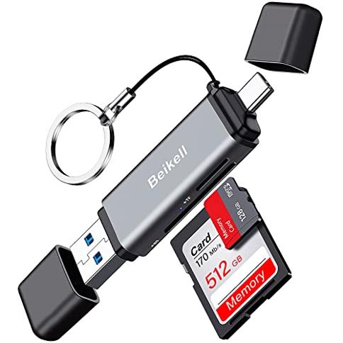 3 en 1 USB 3.0 Lector de Tarjeta, USB C OTG 5Gbps Card Reader con USB