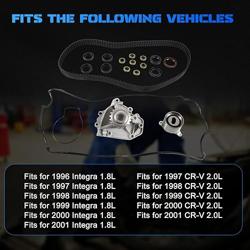 TBK184 Timing Belt Kit with Water Pump fits for 1997-2001 CR-V 2.0L, for 1996-2001 Integra 1.8L Replacement TKT-005, TKT-007, 16100-69398-83, TCKWP184, VS50362R, ES72132, ES72179, TS26184 - Color #for 1997-2001 CR-V 2.0L