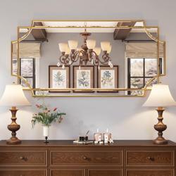 Kelly Miller Gold Traditional Mirror for Wall, Art Decorative Beveled Full Length Mirror for Home Decor, Bathroom, Living Room, Bedroom, Kitchen, Farmhouse, Entryway, 24x48 Large - Tamaño 48L x 24W