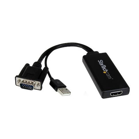  Adaptador Conversor HDMI a VGA, 1080p con puerto de audio,  Rankie Active HDMI HDTV a VGA chapado en oro, macho a hembra con micro USB  y cable puerto de audio 0.13