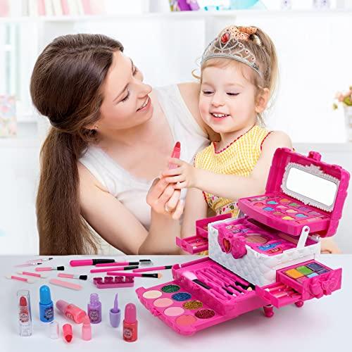 Kit de maquillaje para niños, 60 juguetes de Teensymic para niñas,  maquillaje lavable real, regalo de princesa, juguetes de maquillaje,  tocadores de