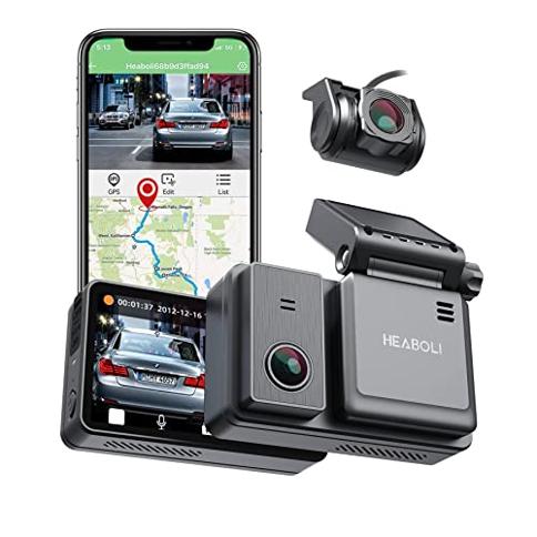 Heaboli 4K Dual Dash Cam delantera y trasera, Wi-Fi GPS, pantalla