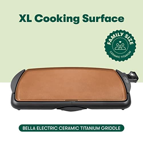 BELLA Electric Ceramic Titanium Griddle, Make 10 Eggs At Once, Healthy