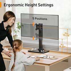 Perlegear Small TV Stand  Monitor Mount for 13-34 Inch Screens, Universal Table Top Base  Desk Riser with Swivel, Tilt, 360° Rotation and 5 Height Settings, Holds 44 lbs, Max VESA 100x100mm, PGTVS29 - Nombre de estilo Single Monitor Stand