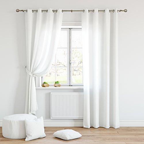 Barra de cortina blanca, barras de cortina de 1 pulgada para ventana de 30  a 84 pulgadas, incluye tres soportes de montaje (blanco)