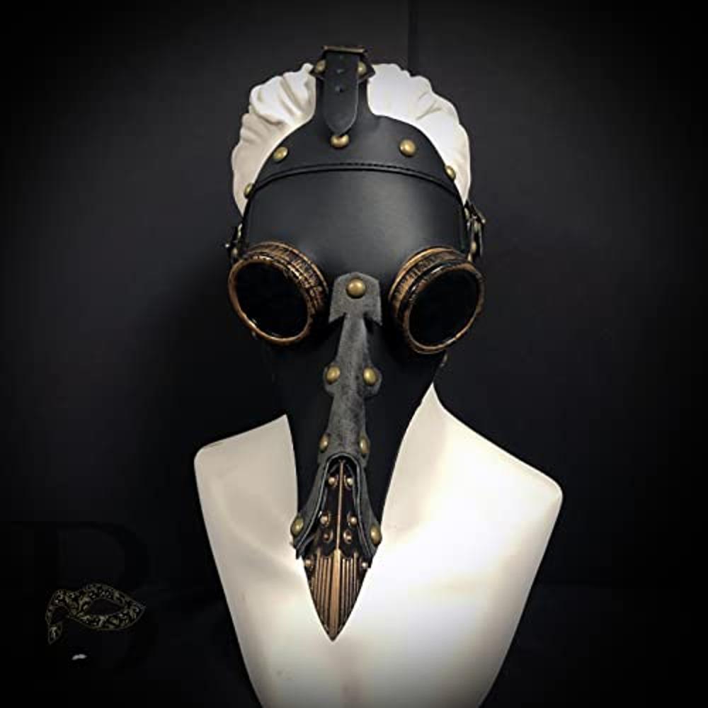 Máscara de médico de la peste negra Máscara de mascarada de pájaro de nariz  larga Cosplay Steampunk (negro) con pico dorado : Precio Guatemala