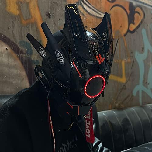 MAKSJIU Máscara Punk Cosplay Para Hombres, Máscara De Luz Redonda LED Blanca Cosplay Halloween Fit Party Music Festival Accessories&pid=yjvjogiwnd