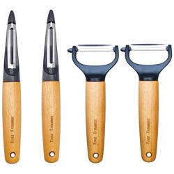 Trez Treamer 4 Pack Vegetable Peelers for Kitchen, Y Wooden Potato Peeler Set for Apple Cucumber Carrot Fruit Potatoes Veggie Peeler Bulk with Stainless Steel Blade,Dishwasher Safe - Color 4Pack Wooden Peleers2
