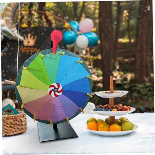 NQEUEPN 30cm Rueda Giratoria de Premios, 10 Ranuras Rueda de Premios con Soporte Juego Ruleta con Borrado en Seco y Marcadores para Carnavales Ferias Comerciales Juego Actividades Navideñas (Negro