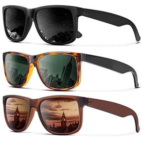KALIYADI Sunglasses Men Polarized Sun glasses for Mens Womens Classic Matte  Black Frame UV Protection 3pack (Black Brown G15) : Precio Costa Rica